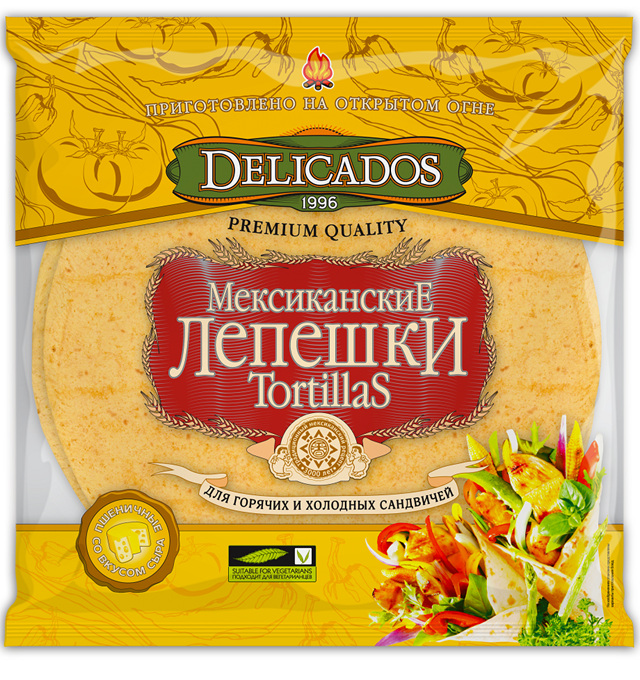 Пшеничные Тортильи DELICADOS Сырные